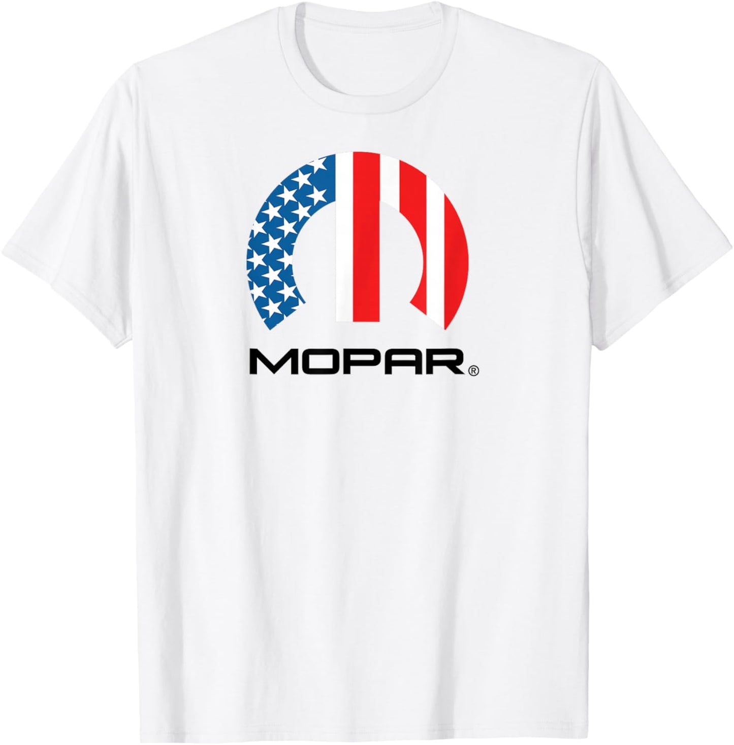 Mopar American Flag Black Logo T-Shirt - T-Shirt | White