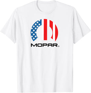 Mopar American Flag Black Logo T-Shirt - T-Shirt | White