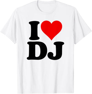 I Love Heart Dj D J D.j. Initials Name T-Shirt - T-Shirt | White