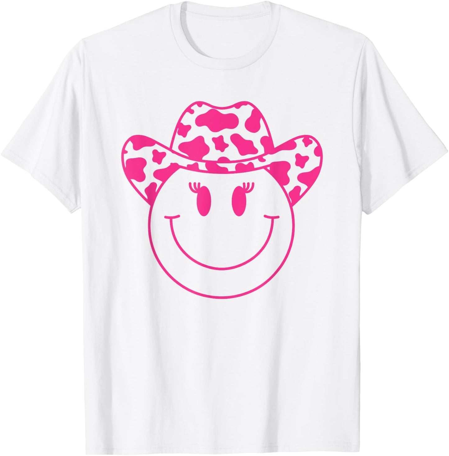 70s Cowgirl Pink Smile Face Cute Happy Face Cowgirl Women T-Shirt - T-Shirt | White