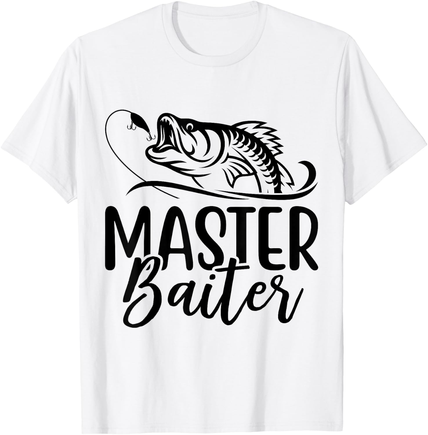 Master Baiter Vintage Bass Fishing Funny Angler T-Shirt - T-Shirt | White
