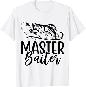Master Baiter Vintage Bass Fishing Funny Angler T-Shirt - T-Shirt | White