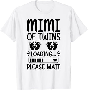Soon To Be Mimi Of Twins Loading Promoted To Twin Mimi T-Shirt - T-Shirt | White