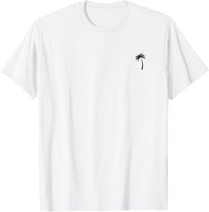 I Live Life Palm Tree Minimalist Left Chest Graphic Tropical T-Shirt - T-Shirt | White