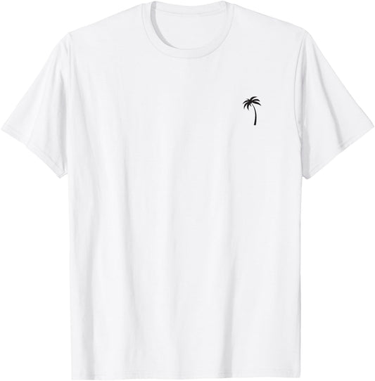 I Live Life Palm Tree Minimalist Left Chest Graphic Tropical T-Shirt - T-Shirt | White