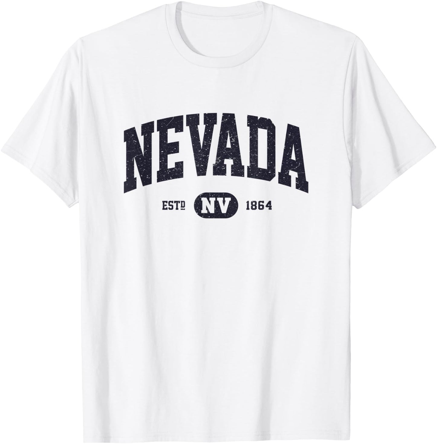 Navy Retro Vintage Nevada T-Shirt - T-Shirt | White