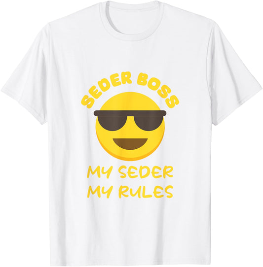 Passover Seder Boss My Rules Jewish Funny PESACH Matzah T-Shirt - T-Shirt | White
