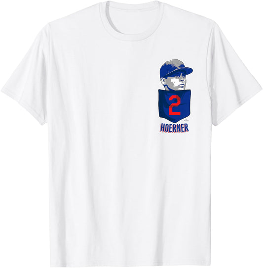 Nico Hoerner Chicago Baseball Pocket MLBPA T-Shirt - T-Shirt | White