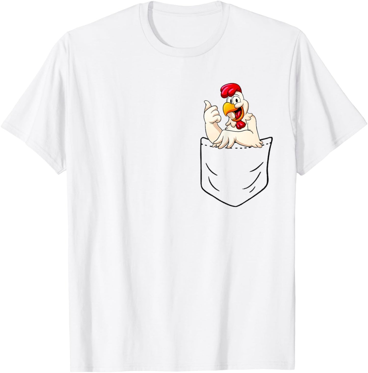 Vintage Rooster Cock In Pocket T-Shirt - T-Shirt | White