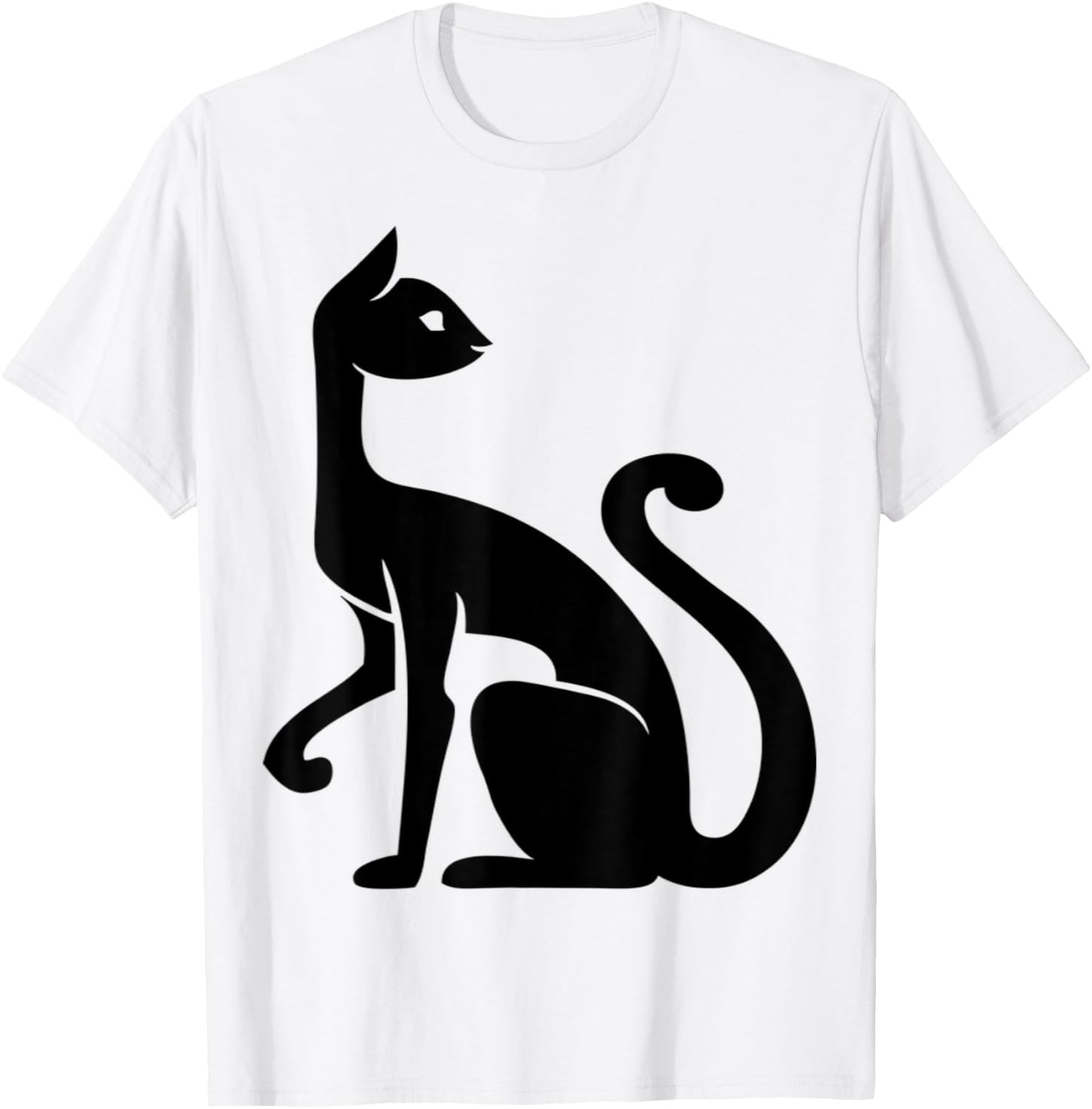Fun Cat . Animal Kitten Pet. Black Cat. Feline, Egyptian T-Shirt - T-Shirt | White