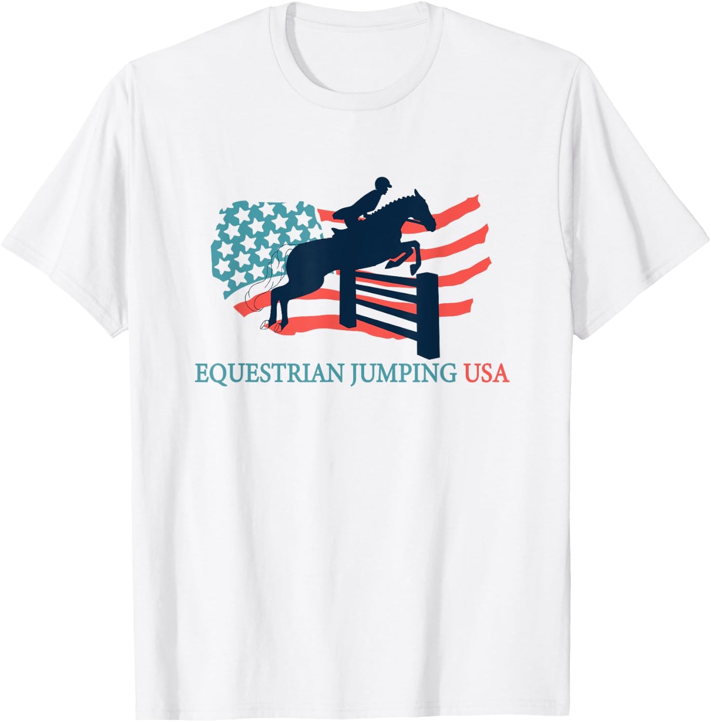 Horse Rider Equestrian Jumping USA Team Coach American Flag Women Kids Men T-Shirt - T-Shirt | White