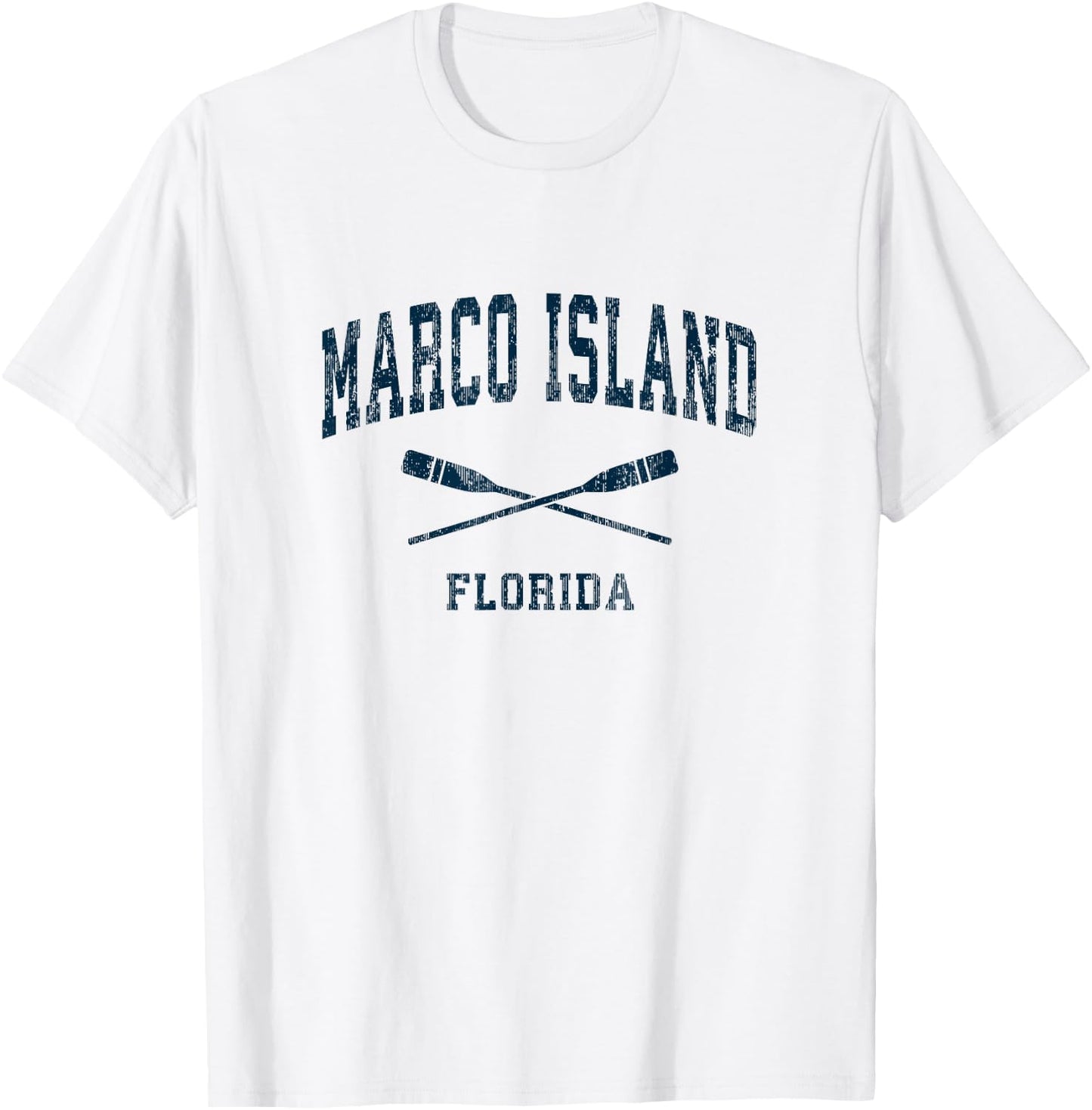 Marco Island Florida Vintage Nautical Paddles Sports Oars T-Shirt - T-Shirt | White