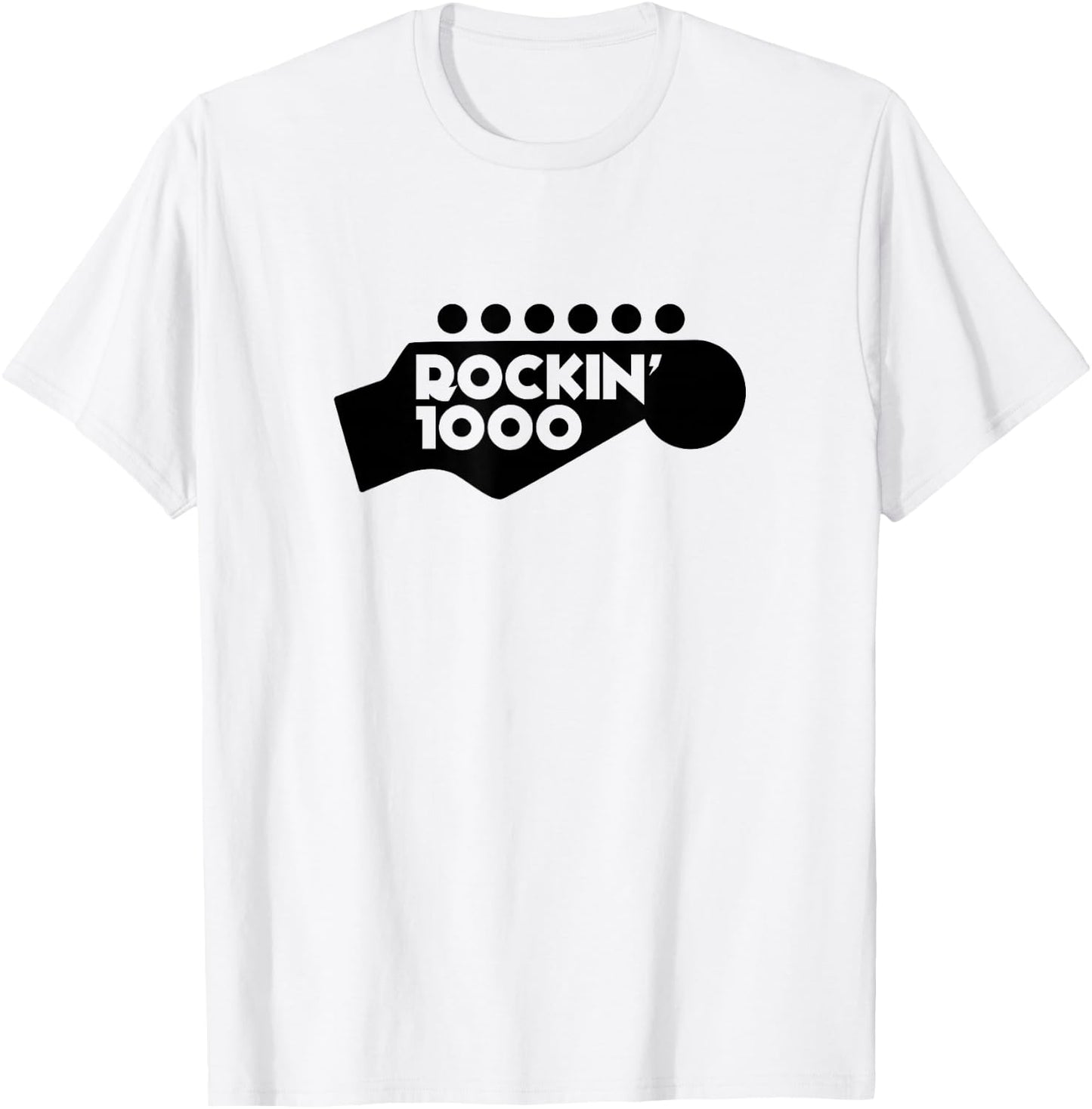 Rockin'1000 Logo with headstock black T-Shirt - T-Shirt | White