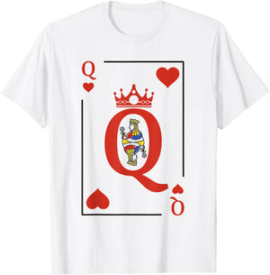 Queen Of Heart Playing Card Poker Halloween Costume Matching T-Shirt - T-Shirt | White