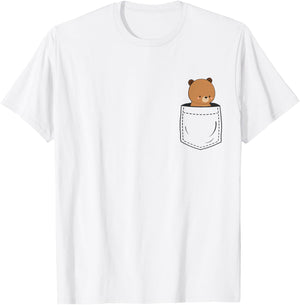 Bear in Pocket Teddy T-Shirt - T-Shirt | White