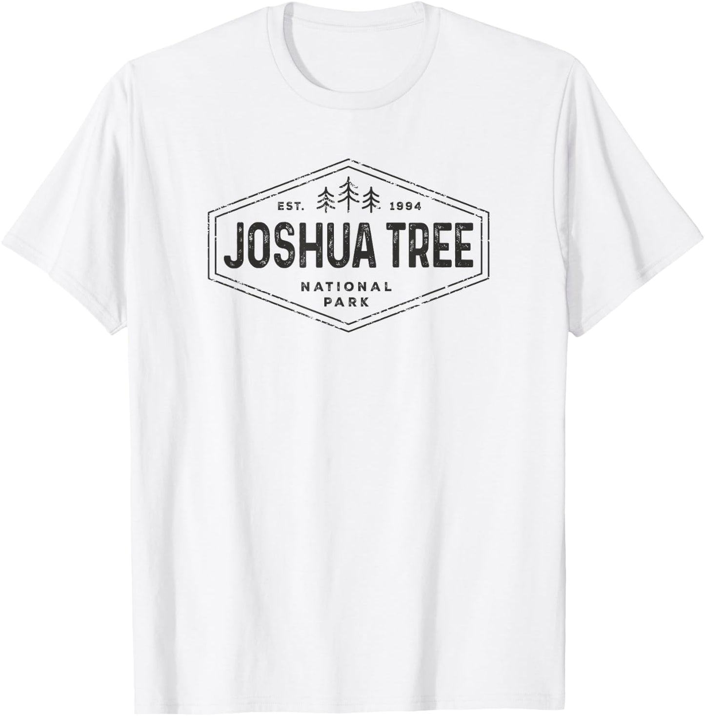 Joshua Tree National Park Shirt Vintage Hexagon Badge Hiking T-Shirt - T-Shirt | White