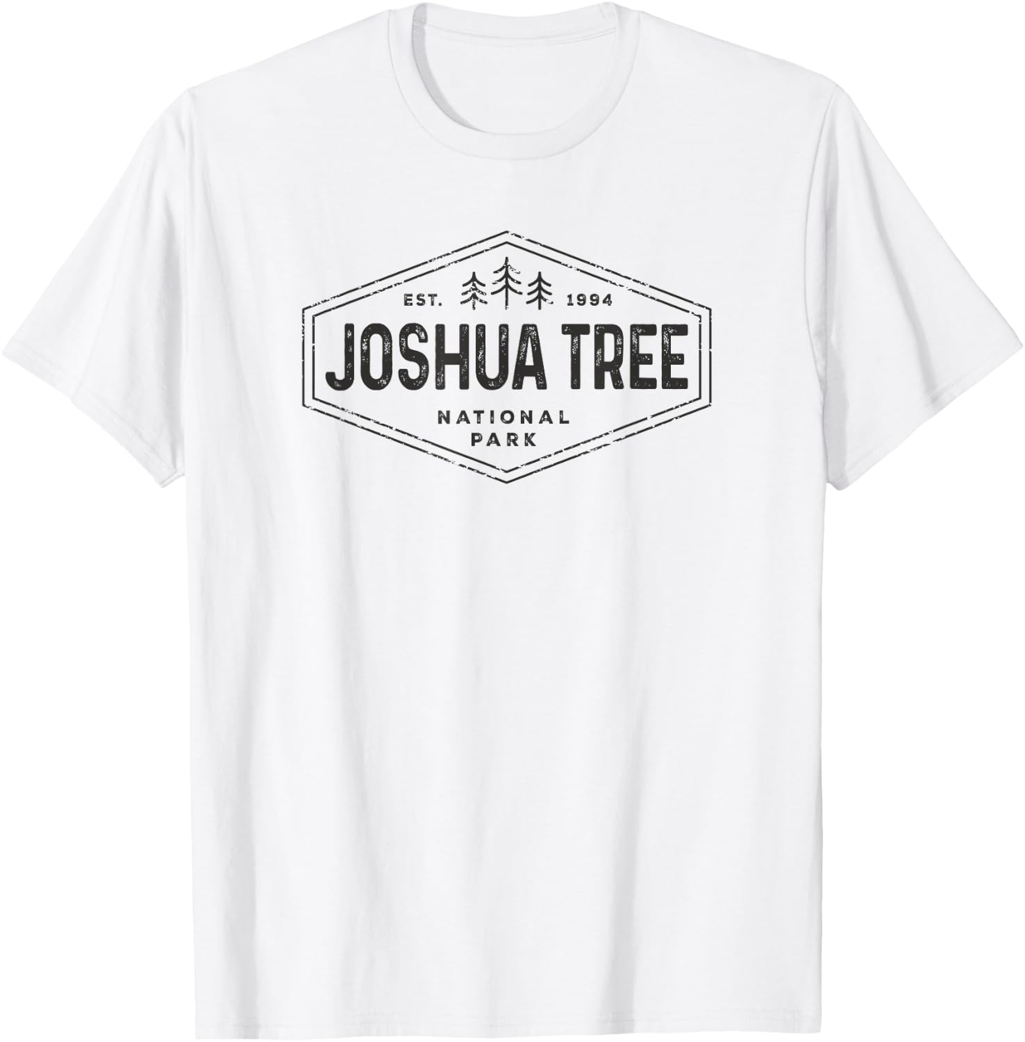 Joshua Tree National Park Shirt Vintage Hexagon Badge Hiking T-Shirt - T-Shirt | White