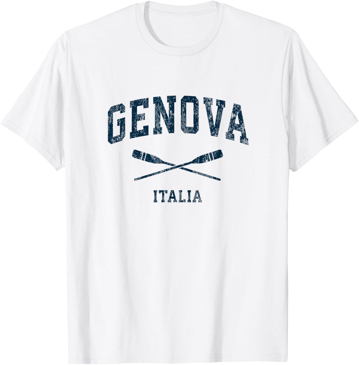 Genoa Italy Vintage Nautical Paddles Sports Oars T-Shirt - T-Shirt | White