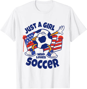 Just a Girl Who Loves Soccer Kids Girl Teen Football T-Shirt - T-Shirt | White
