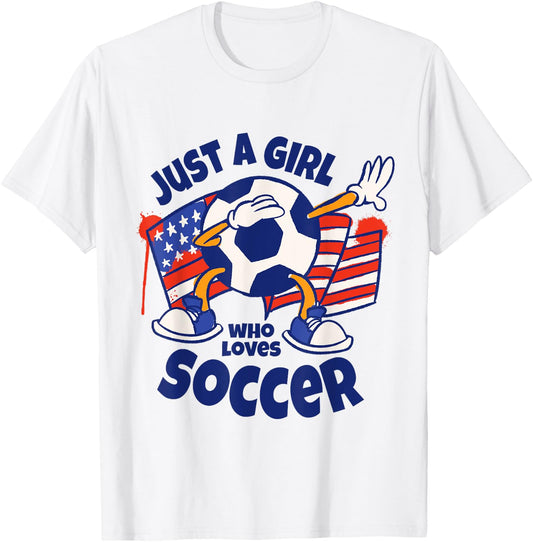 Just a Girl Who Loves Soccer Kids Girl Teen Football T-Shirt - T-Shirt | White