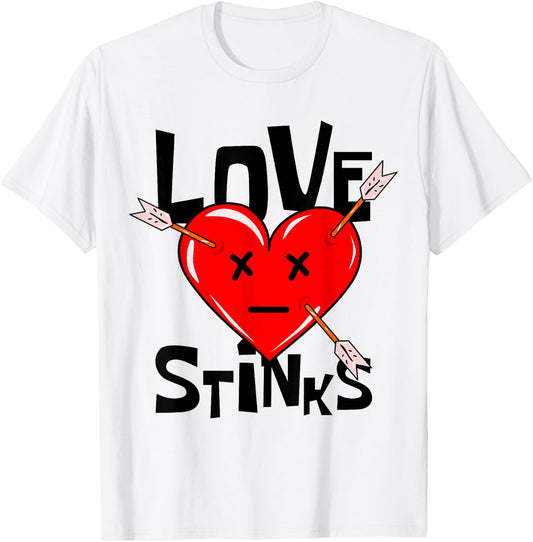 Love Stinks, Anti Valentines Day T-Shirt - T-Shirt | White
