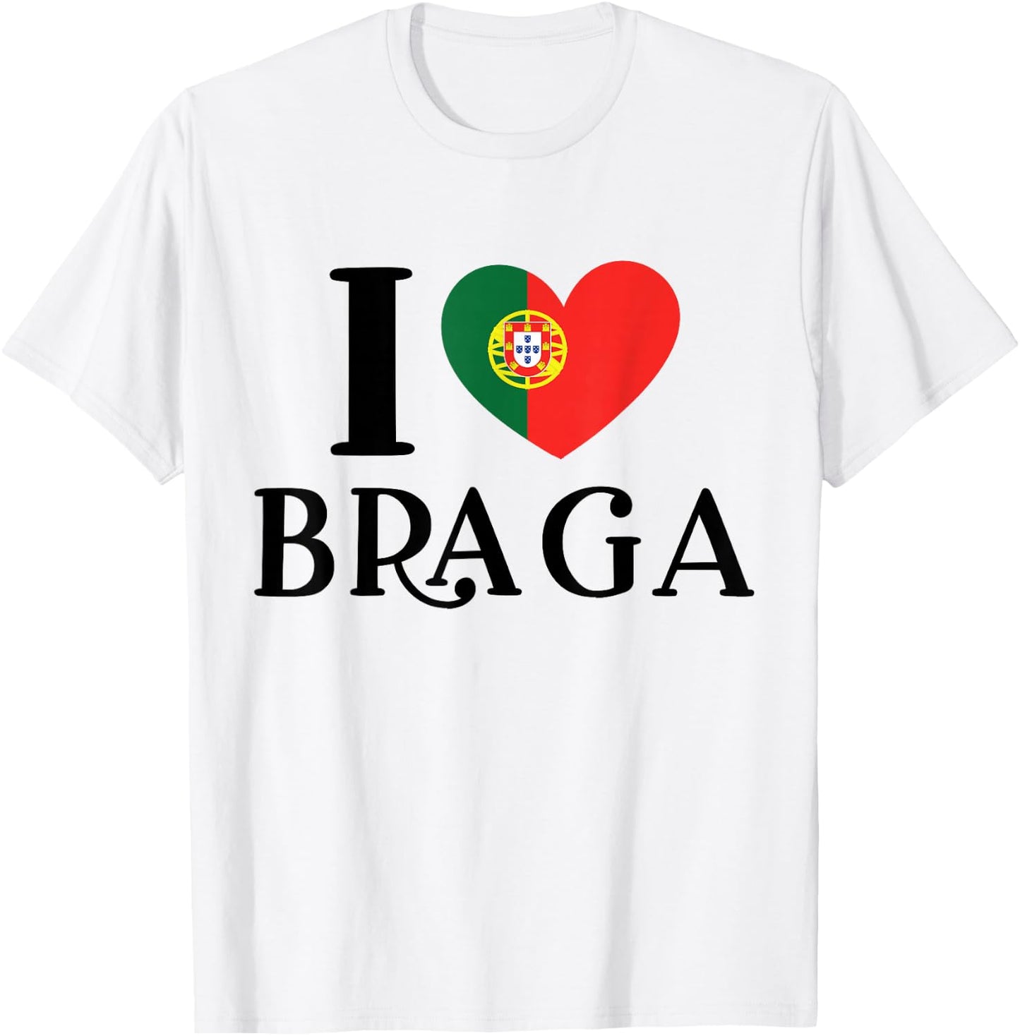 I Love Braga Portugal Heart Flag T-Shirt - T-Shirt | White