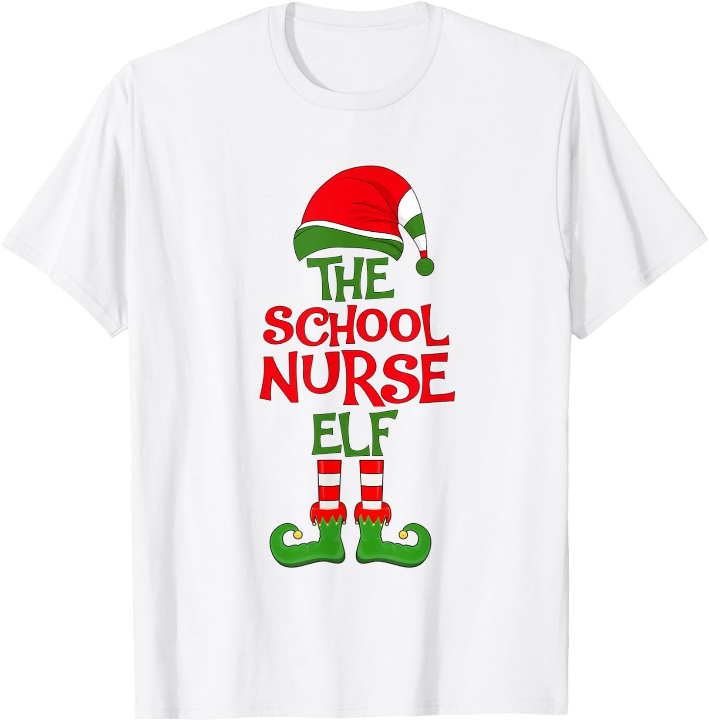 The School Nurse Elf Christmas Group Matching Holiday Party T-Shirt - T-Shirt | White