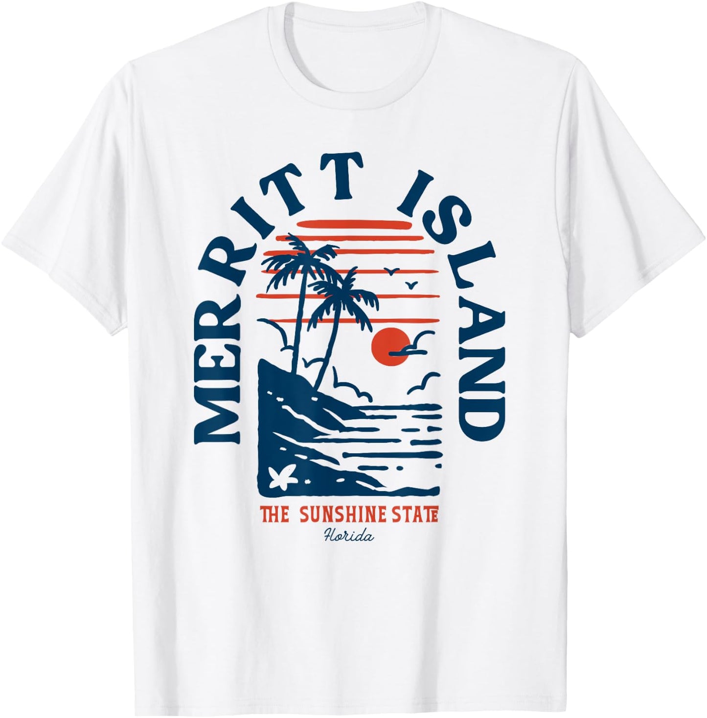 Merritt Island Florida Retro Surfer Vintage Beach T-Shirt - T-Shirt | White