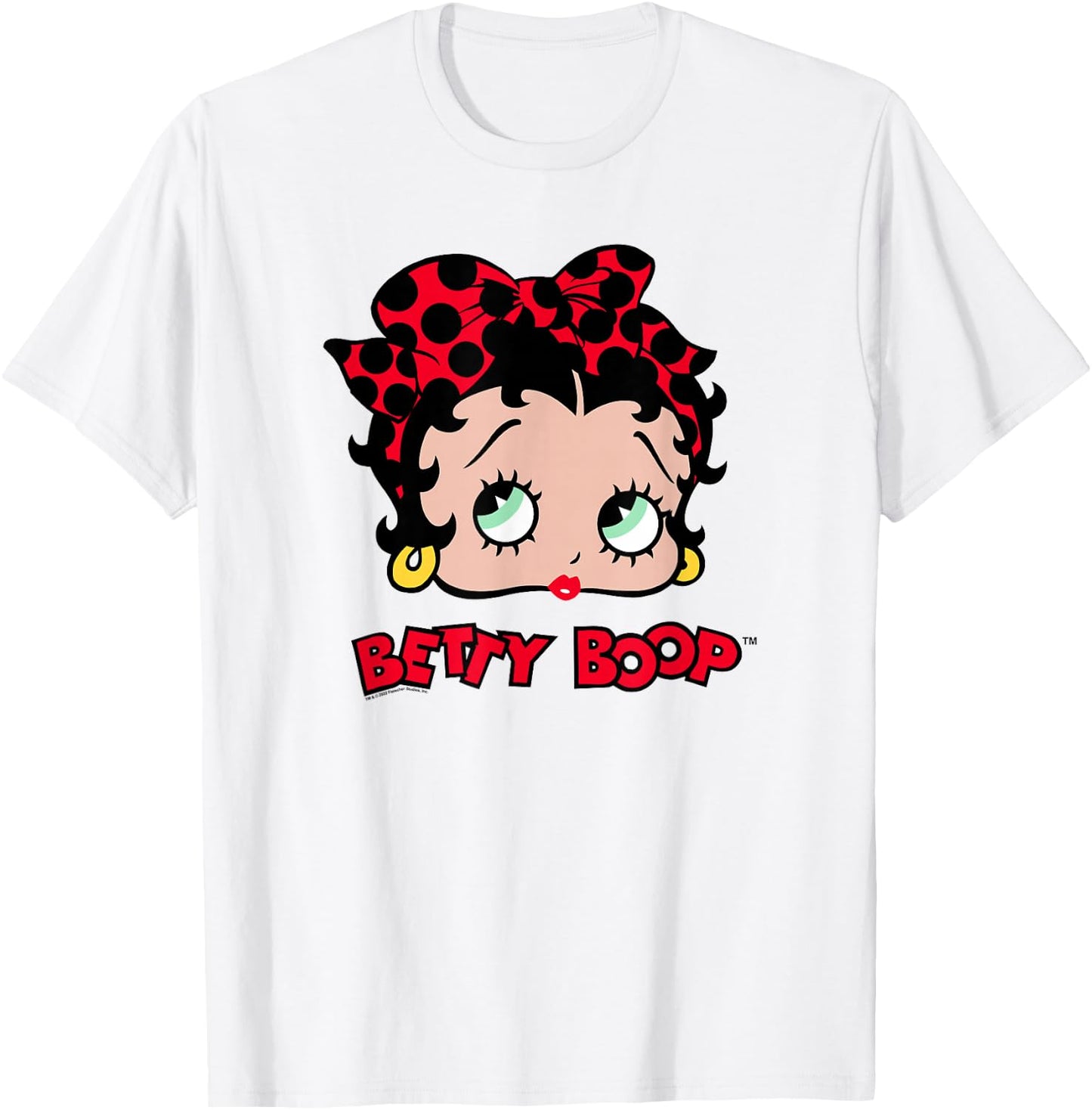 Betty Boop Vintage Classic Dotted Bow Pin Up Portrait T-Shirt - T-Shirt | White