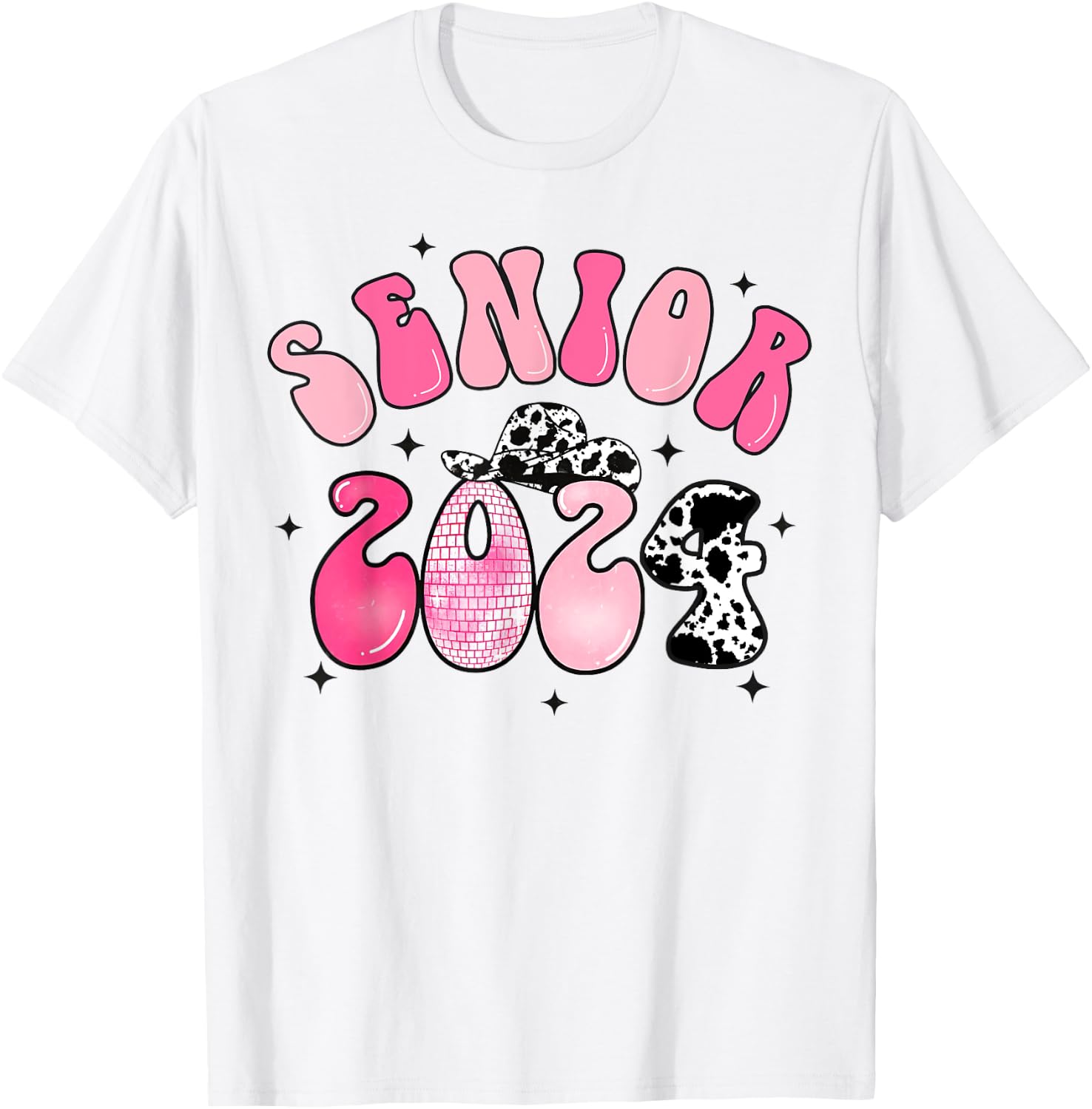 Class Of 2024 Senior Shirt Cowgirl Graduation Disco Groovy T-Shirt - T-Shirt | White