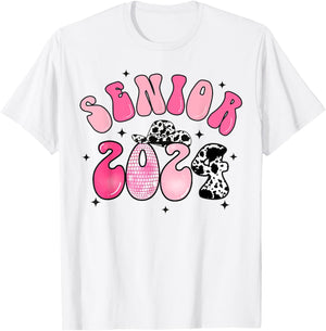Class Of 2024 Senior Shirt Cowgirl Graduation Disco Groovy T-Shirt - T-Shirt | White