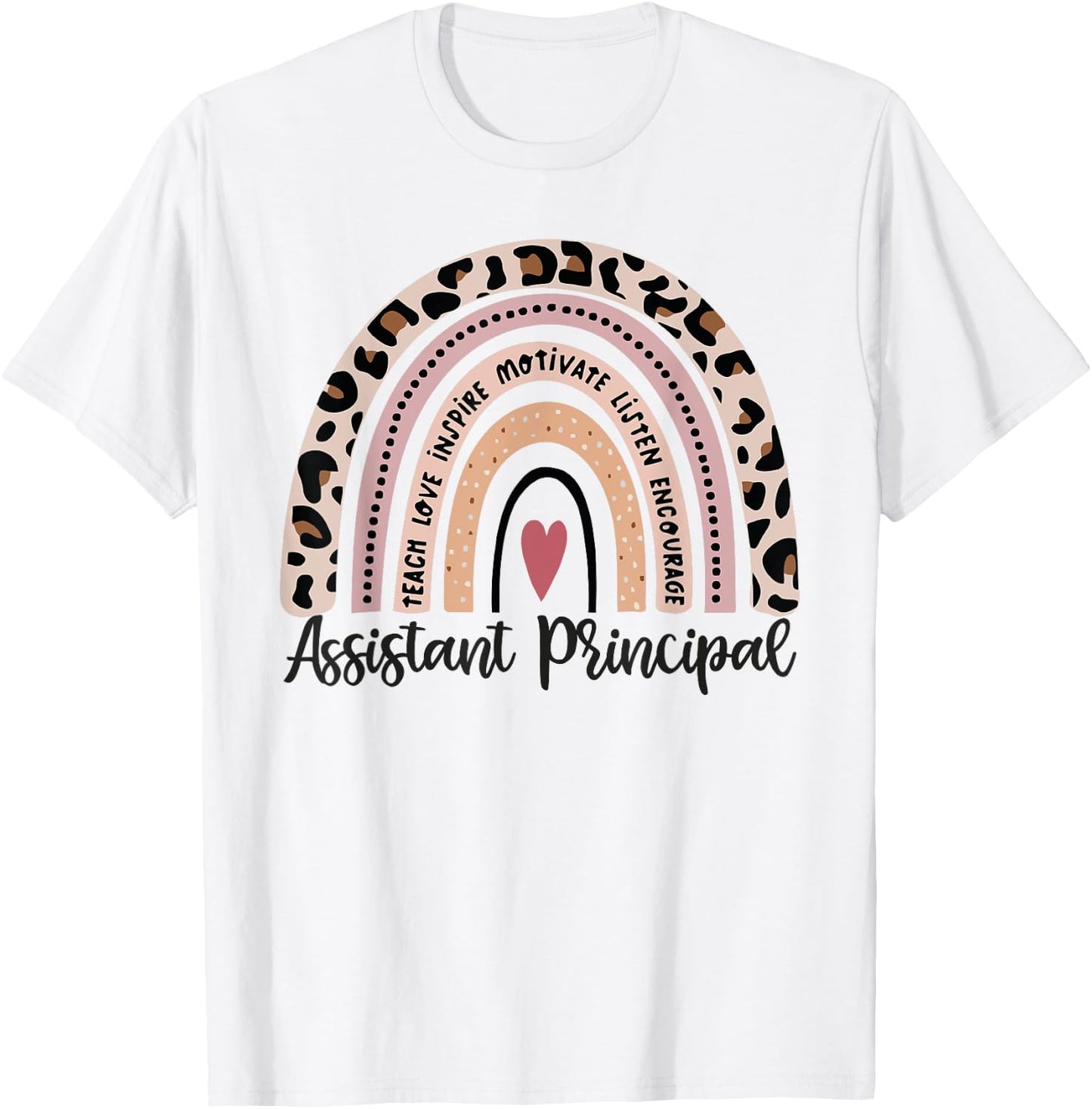 Assistant Principal Funny School Worker leopard rainbow T-Shirt - T-Shirt | White