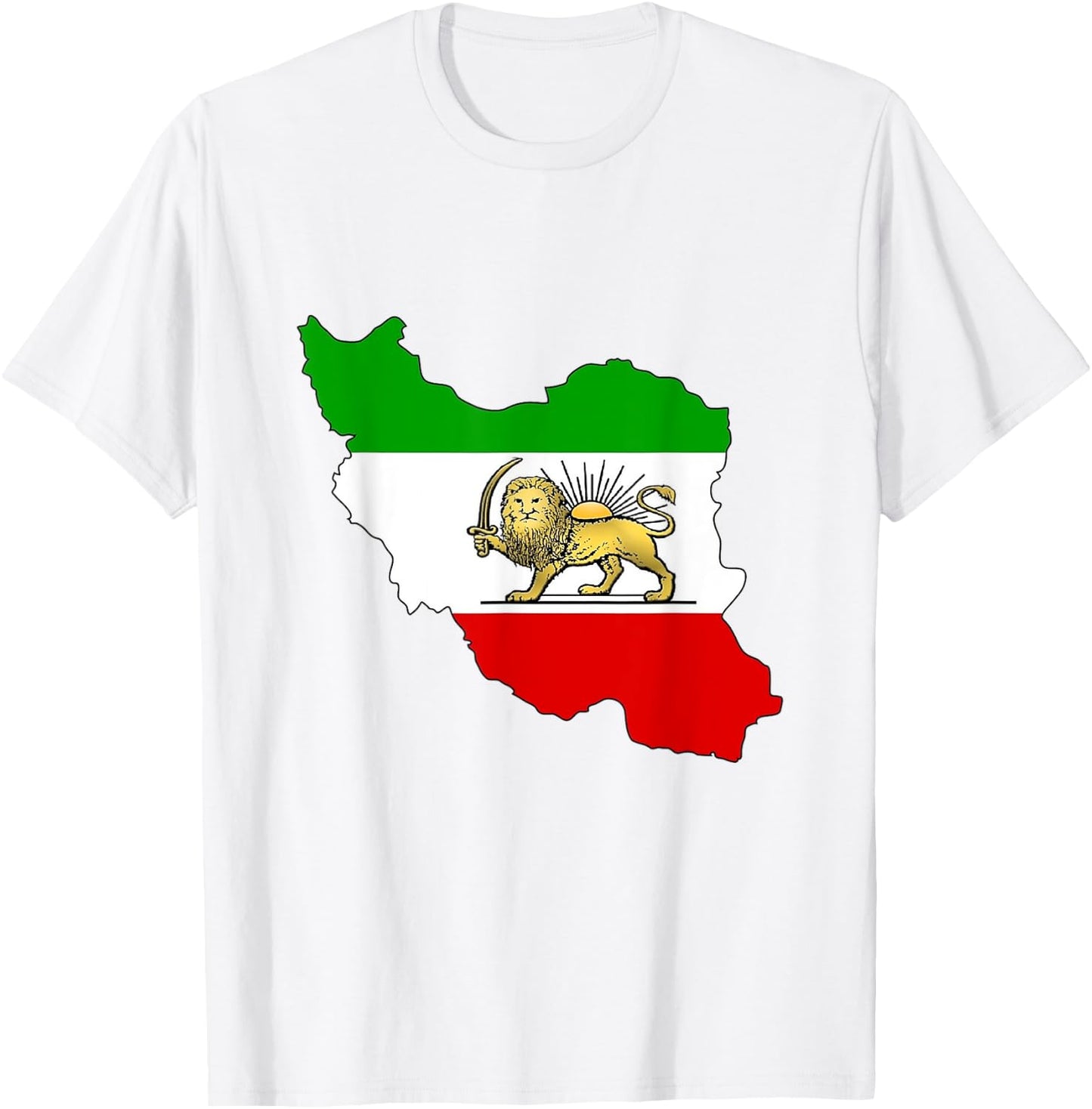 Iran flag with lion and sun symbol Rostam Iran´s unity T-Shirt - T-Shirt | White