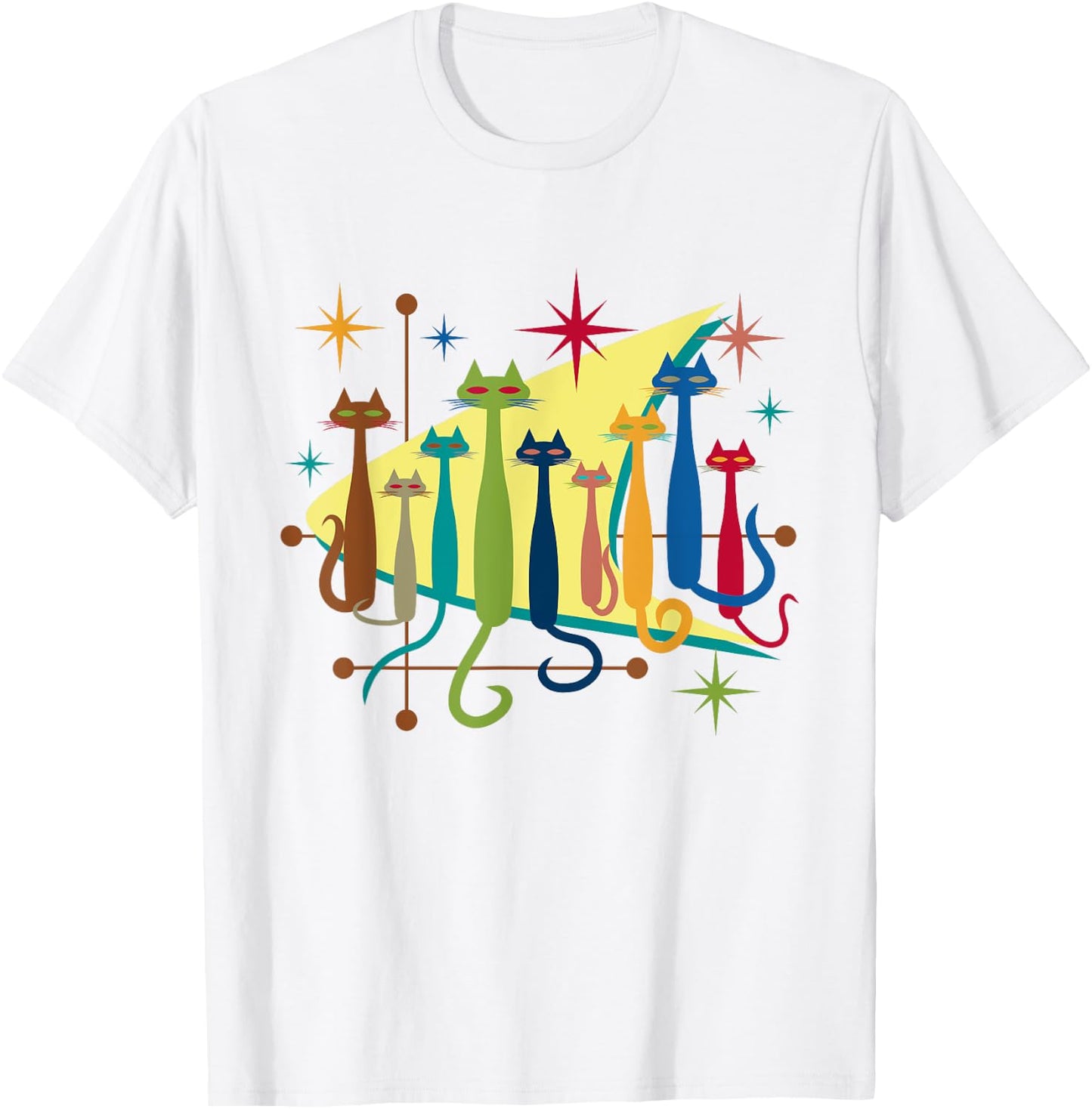 Cats Vintage Retro Mid-Century Modern Look 50s 60s Style T-Shirt - T-Shirt | White