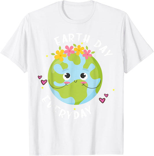 Earth Day Everyday Kids Girl T-Shirt - T-Shirt | White