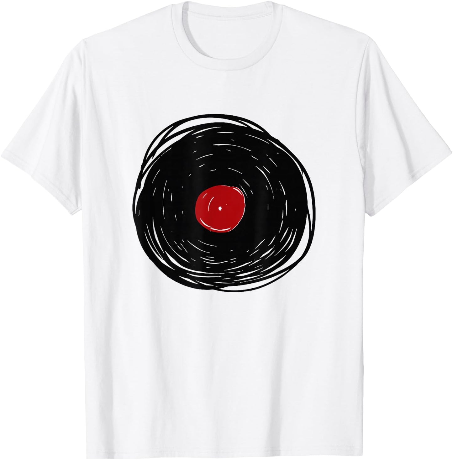 Vinyl Record Drawing - LP Collector T-Shirt - T-Shirt | White