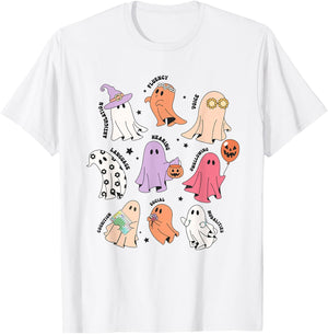 Ghost Friends Halloween AAC SLP Squad Speech Language T-Shirt - T-Shirt | White