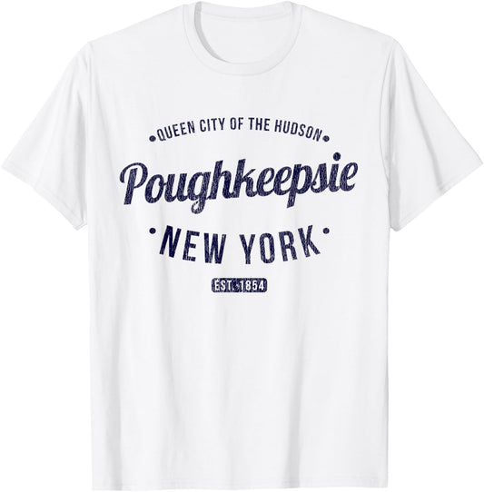 New York Vintage Minimalist Retro Souvenir NY Poughkeepsie T-Shirt - T-Shirt | White