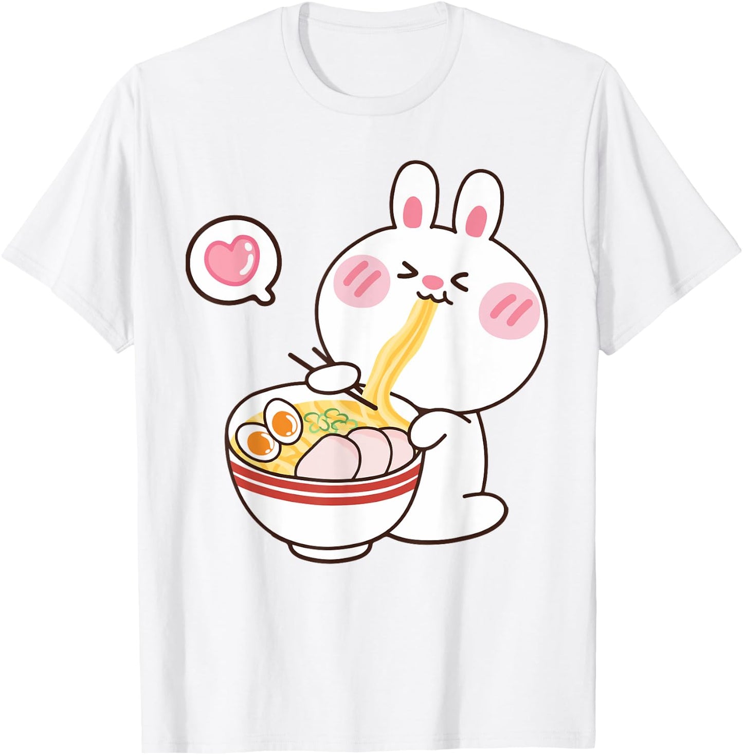 Cute Rabbit Ramen Noodle Toddler Girl Teen Kids Kawaii Anime T-Shirt - T-Shirt | White