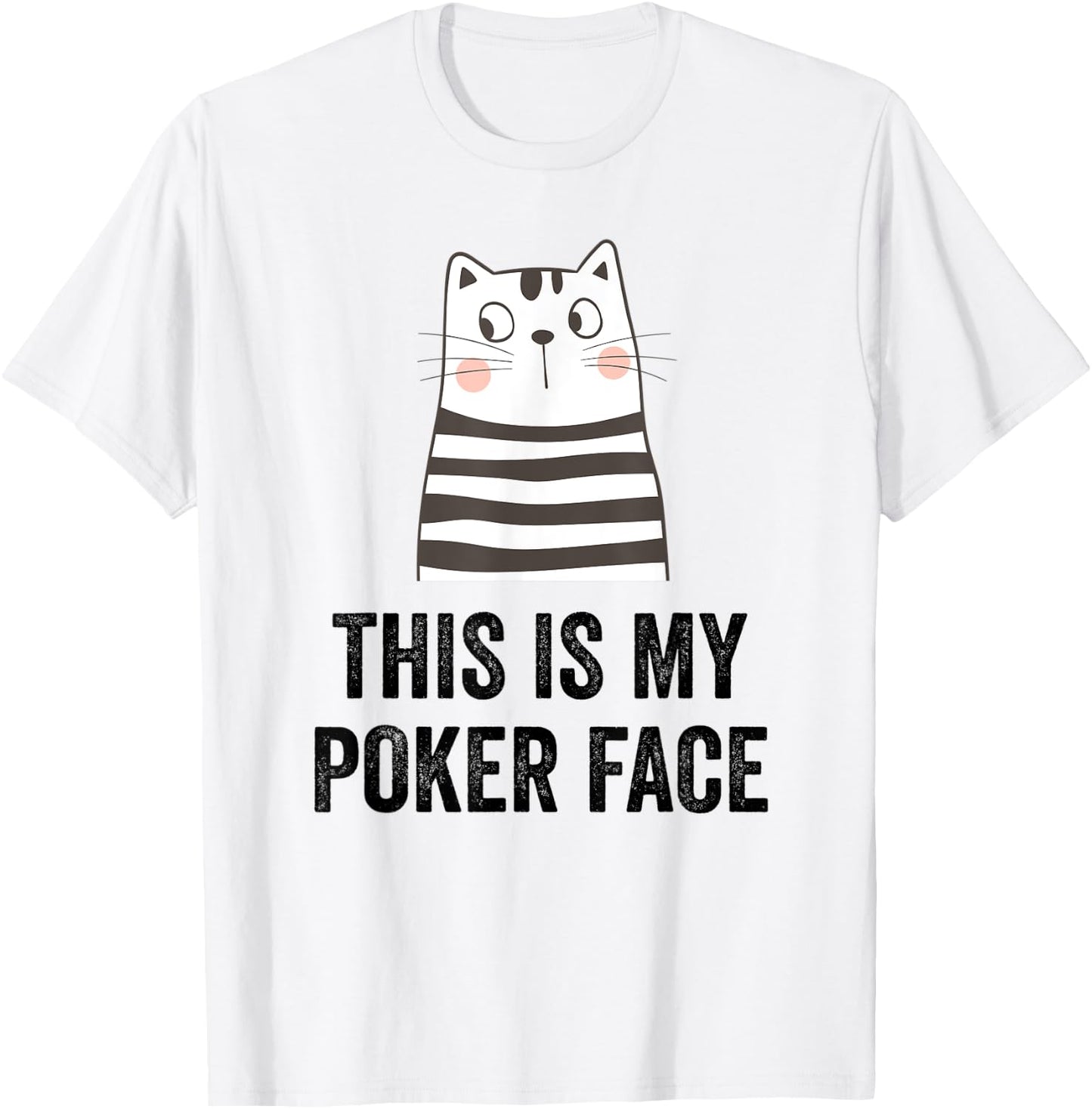Cat poker player funny cat face cat lover playing cards cats T-Shirt - T-Shirt | White