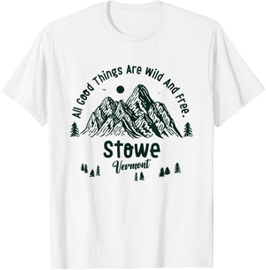 Stowe Mountains Vermont Hiking Outdoors Vintage T-Shirt - T-Shirt | White