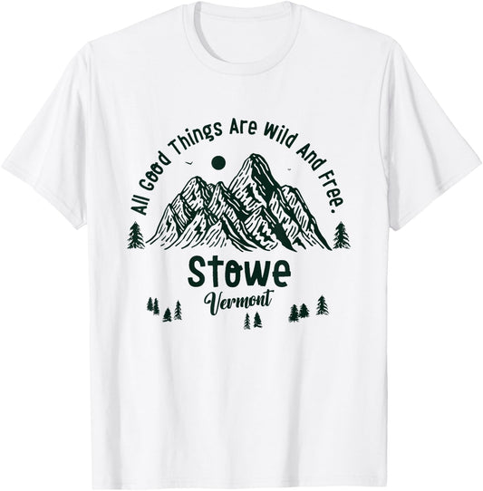 Stowe Mountains Vermont Hiking Outdoors Vintage T-Shirt - T-Shirt | White