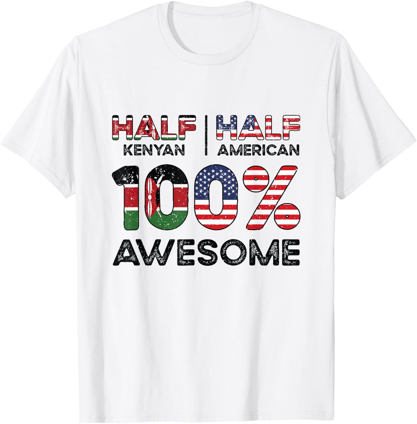Kenyan American Patriot USA Grown Kenya US Flag T-Shirt - T-Shirt | White