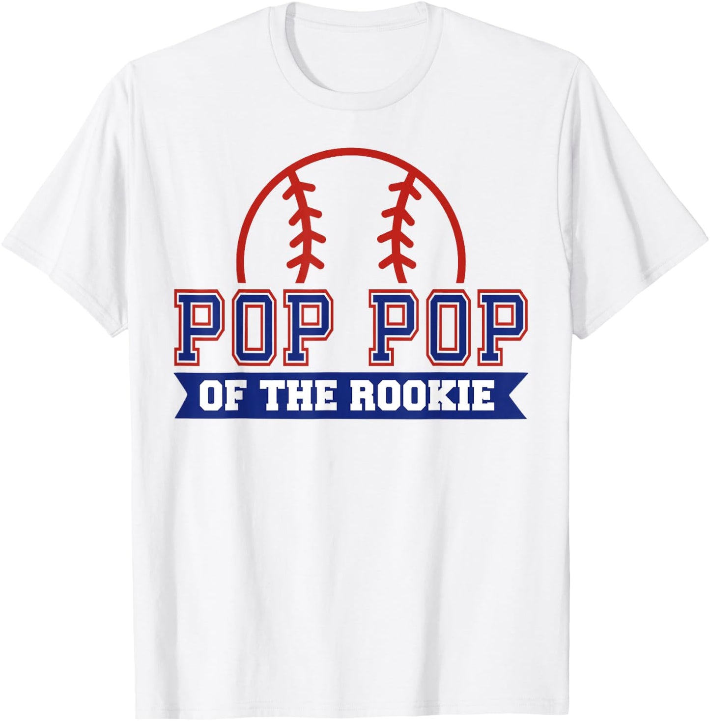 Pop Pop of Rookie 1st Birthday Baseball Theme Matching Party T-Shirt - T-Shirt | White