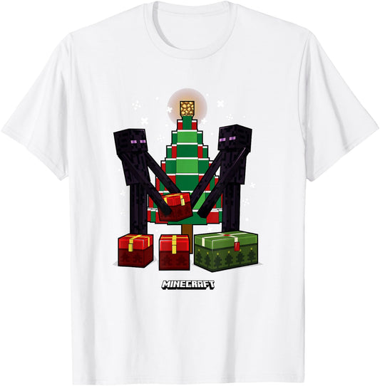 Minecraft Christmas Endermen Gift Exchange Xmas Tree T-Shirt - T-Shirt | White