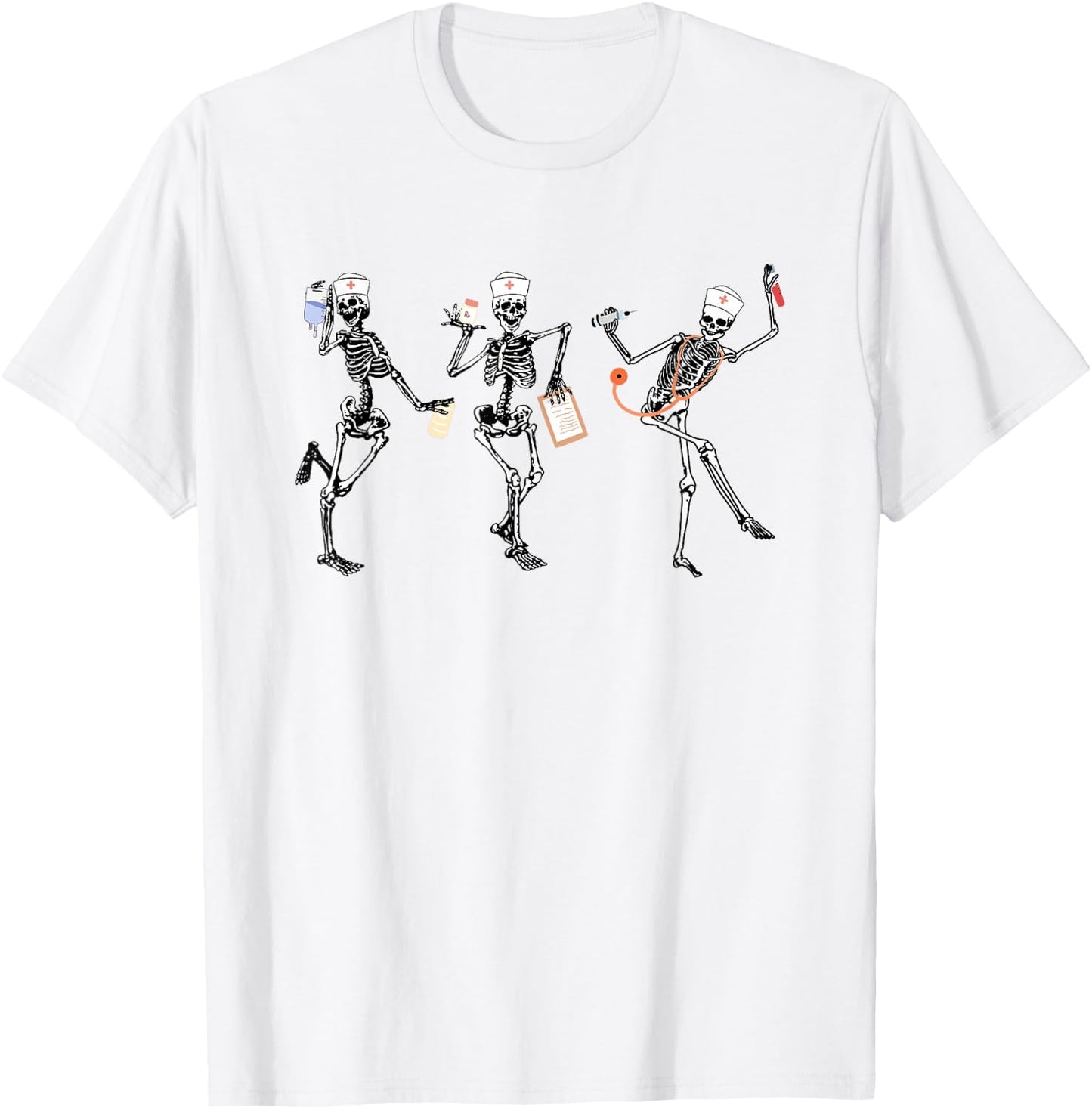 RN Nurse Halloween Dancing Skeleton Autumn Fall Women T-Shirt - T-Shirt | White
