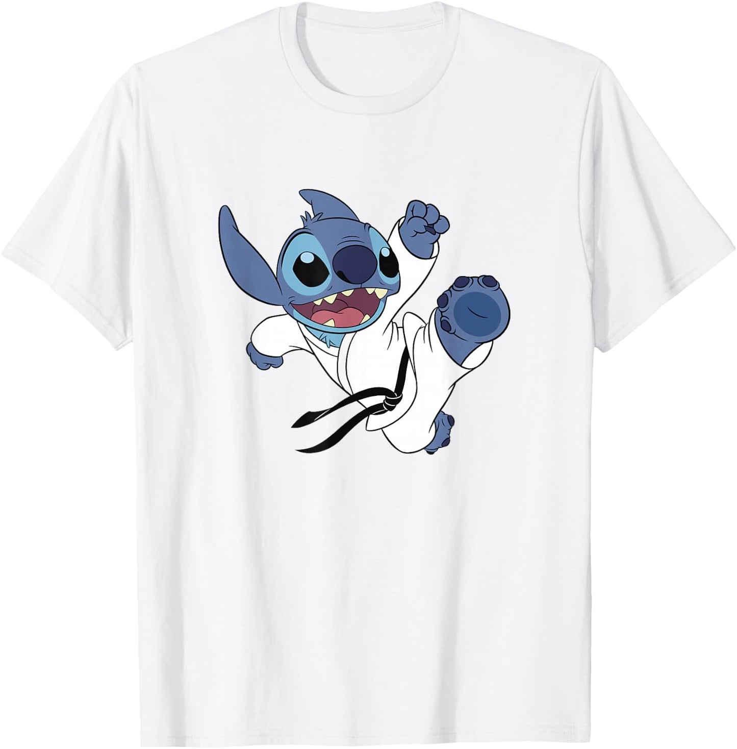 Disney Lilo & Stitch High Kick Karate Uniform Stitch T-Shirt - T-Shirt | White