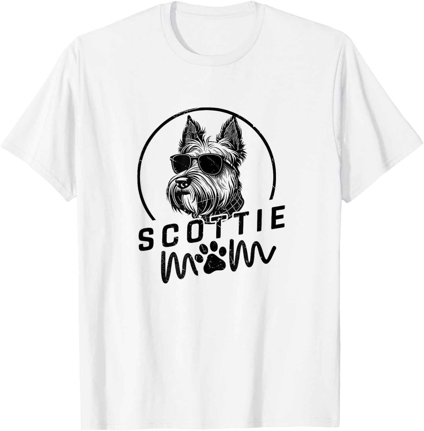 Scottie Dog Mom Face Gifts Funny Dog Dad Christmas T-Shirt - T-Shirt | White