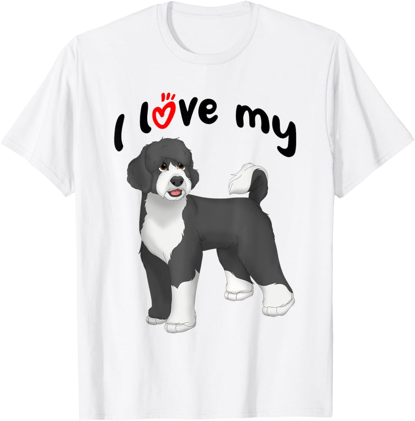 I Love My Black and White Portuguese Water Dog T-Shirt - T-Shirt | White