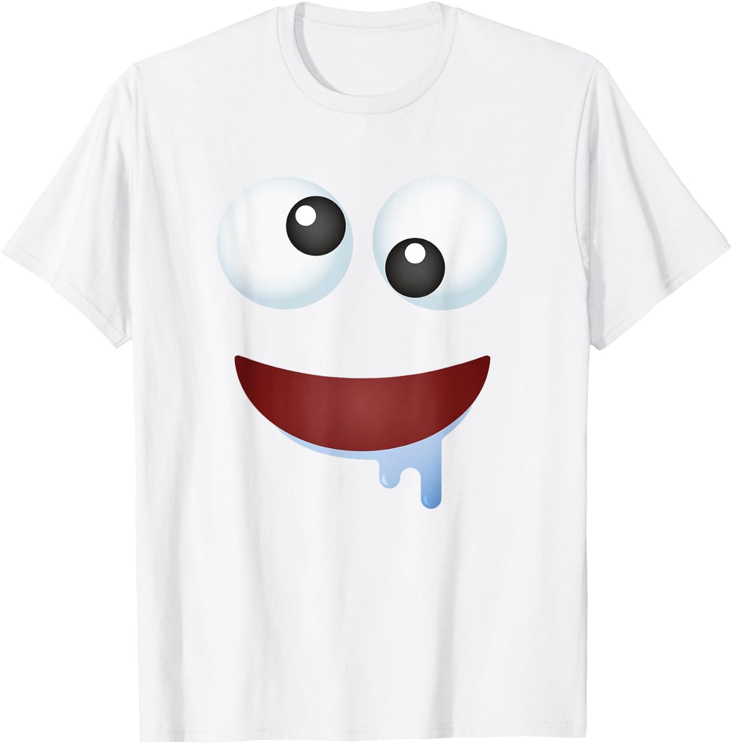 Funny Group Costume Halloween Team Outfit Drooling Emoticon T-Shirt - T-Shirt | White